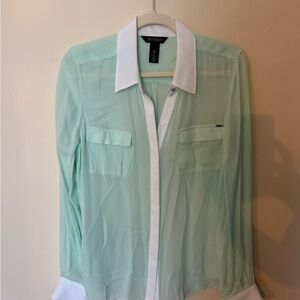 White House Black Market Mint Green Blouse